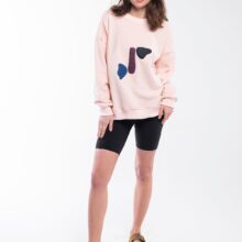 Trendy pink salt balance stones sweatshirt with a round neck