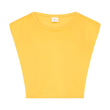 Premium GOTS certified organic cotton Pilates & Yoga cropped top in Sunshine Yellow - For circular economy and mindful movement