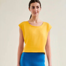 Lightweight zero-waste Cropped Top in Sunshine Yellow for yoga, Pilates, and gym - Biodegradable & Non-toxic materials