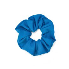 Zero waste blue scrunchie crafted from biodegradable, Cradle to Cradle Certified® fabric by Wellicious – a sustainable and non-toxic hair accessory designed for zero-waste, eco-conscious living.