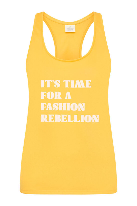 Eco-conscious yoga top in Sunshine Yellow - biodegradable, non-toxic, and responsibly made
