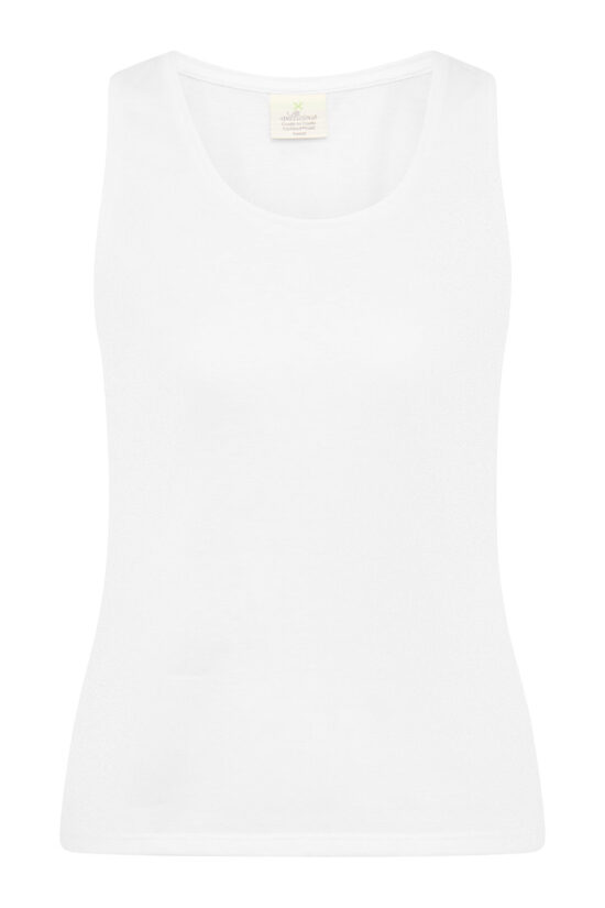 Circular Sustainable activewear - soft organic cotton top in Diamond. White for yoga, Pilates and Gym