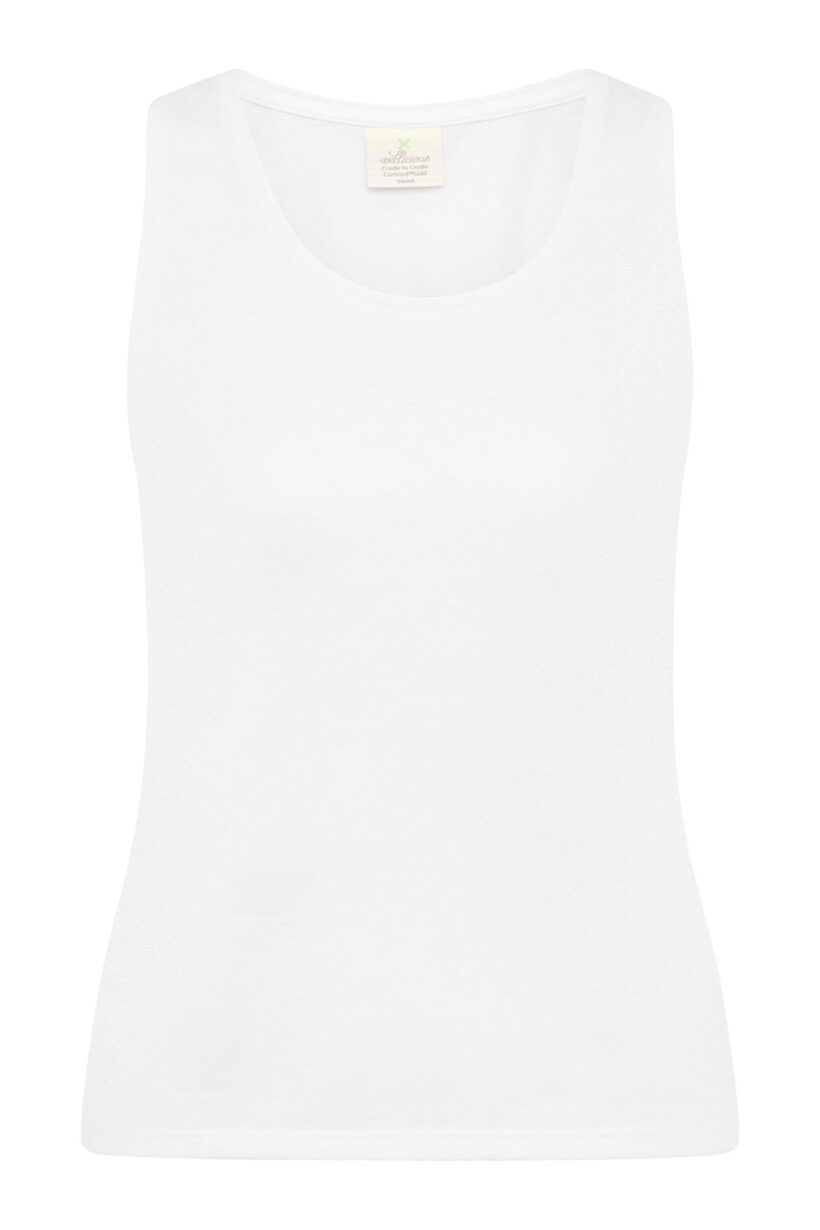 Circular Sustainable activewear - soft organic cotton top in Diamond. White for yoga, Pilates and Gym