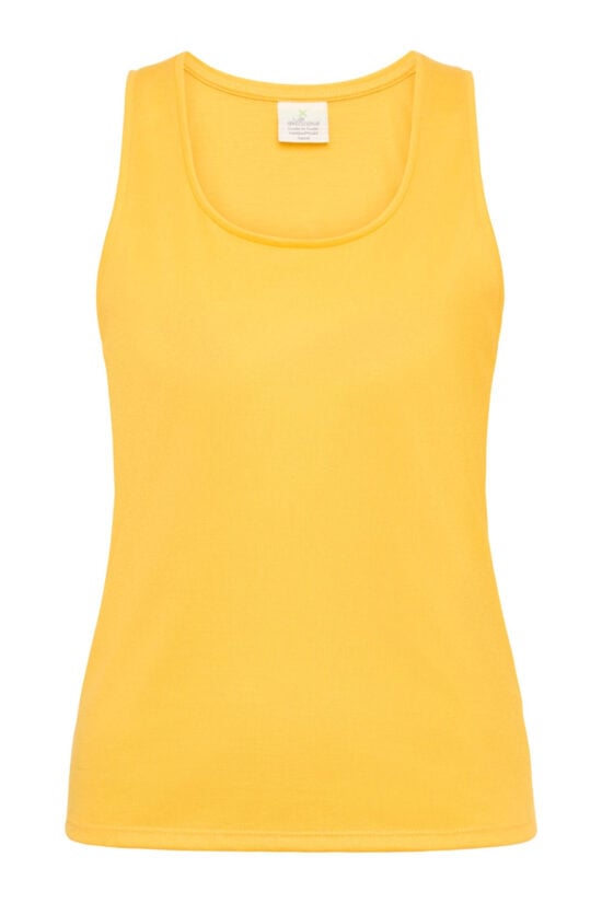 timeless and breathable - sustainable yoga top in sunshine yellow made for longeity