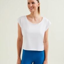 Sustainable Pilates top in Diamond White - Eco-friendly, Biodegradable and no microplastic shedding