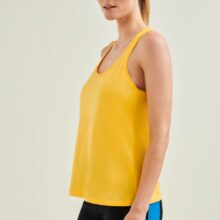 Plant-based Fibre Workout Top in Sunshine Yellow - Cradle to Cradle certified; combining sustainability with peformance